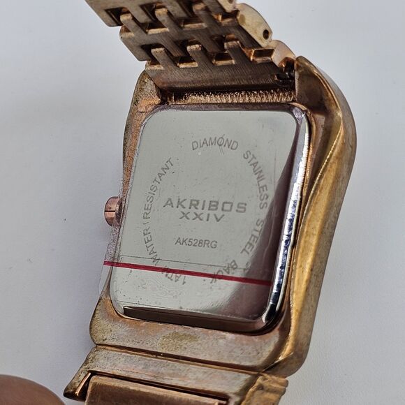 Akribos XXIV Women Watch 32MM Horseshoe White Dial Rose Gold Band 8" New Battery - Picture 5 of 13
